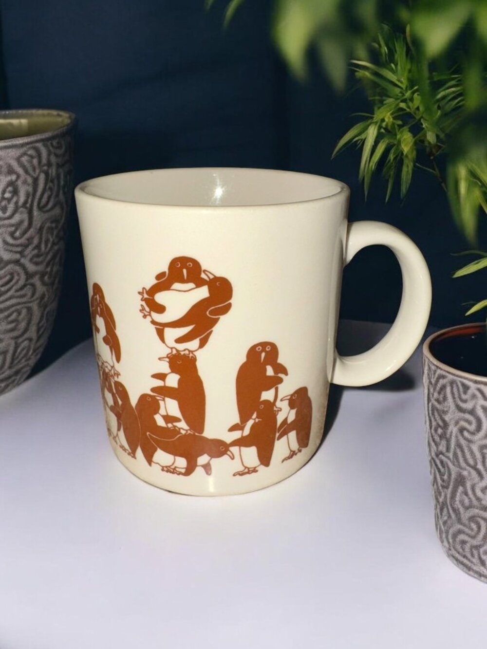 Taylor & Ng Penguin Stack Coffee Mug 1980s Ceramic Vintage Japan